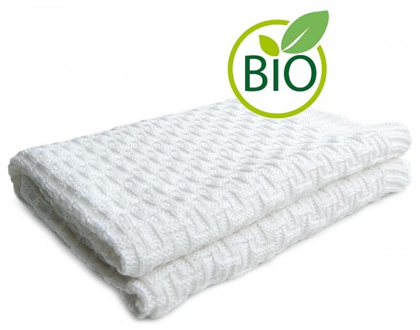 Bio Babydecke aus kbA-Baumwolle Strickdecke mit Karo-Muster